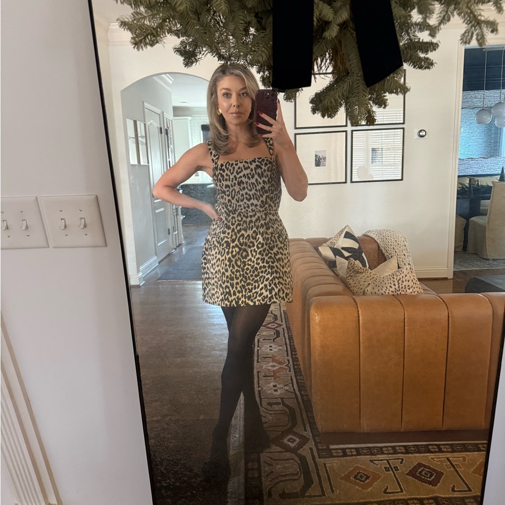 Amanda Uprichard Leopard Print Mini Dress in Tan and Black - Picture 4 of 4